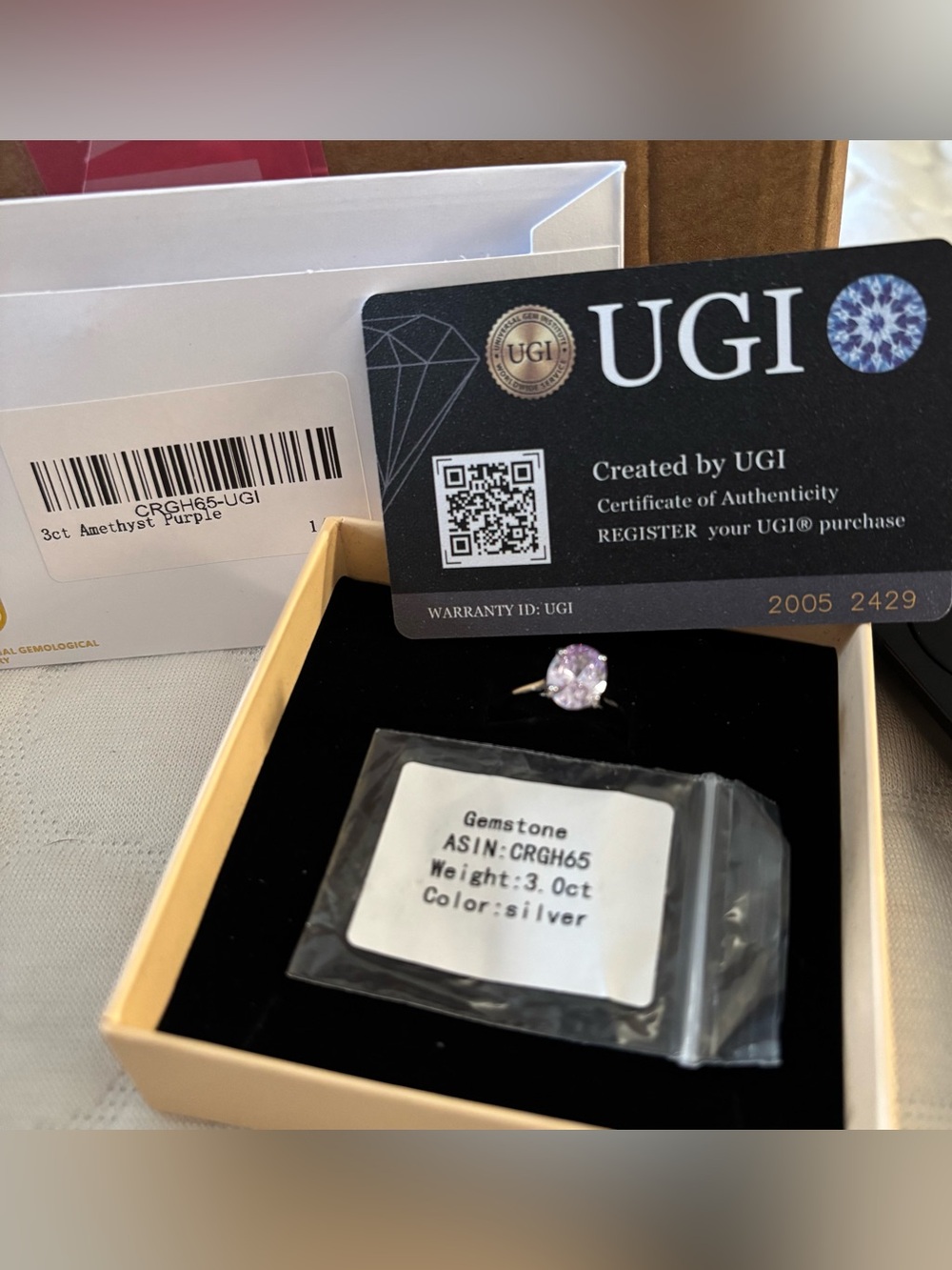 Silver Ring with Purple Amethyst Gemstone